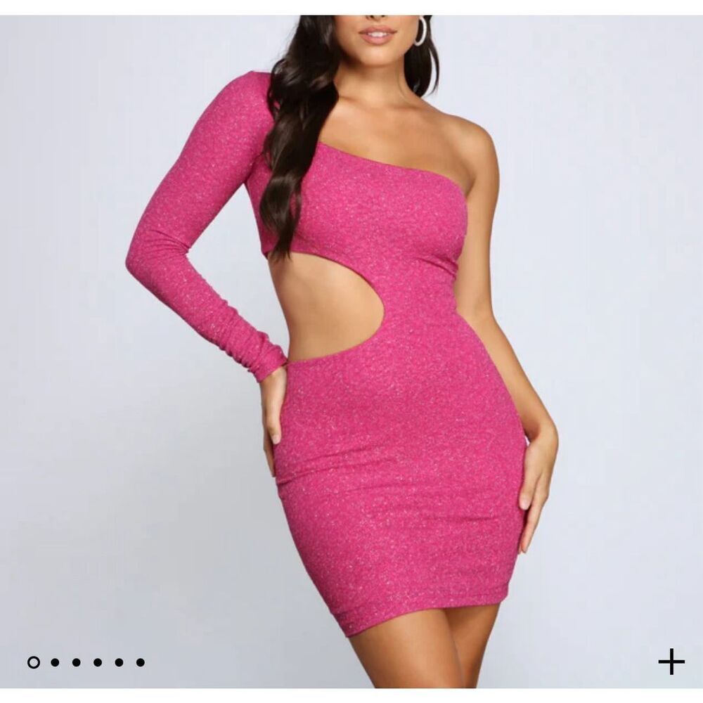 Windsor NWT One Shoulder pink Glitter Dress size small
